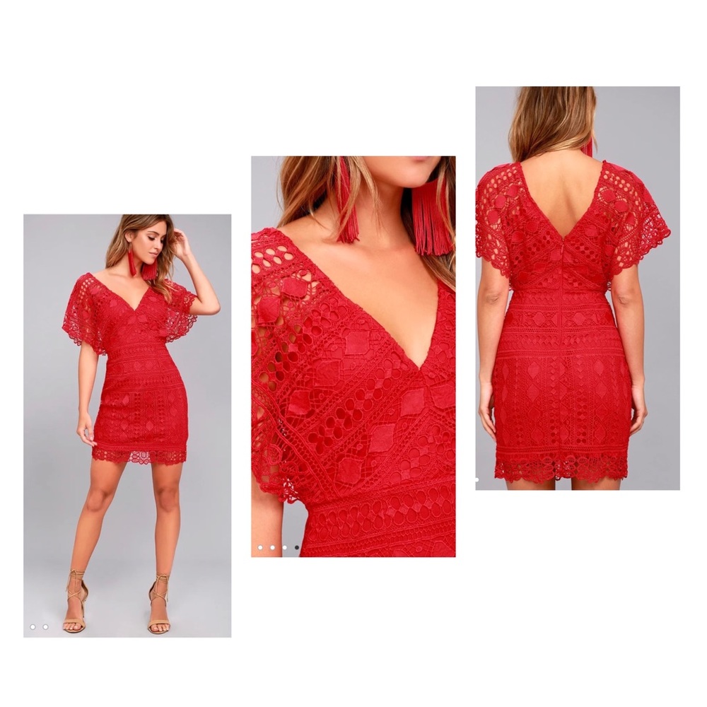 first kiss red lace dress Lulu’s First Kiss White Lace Dress